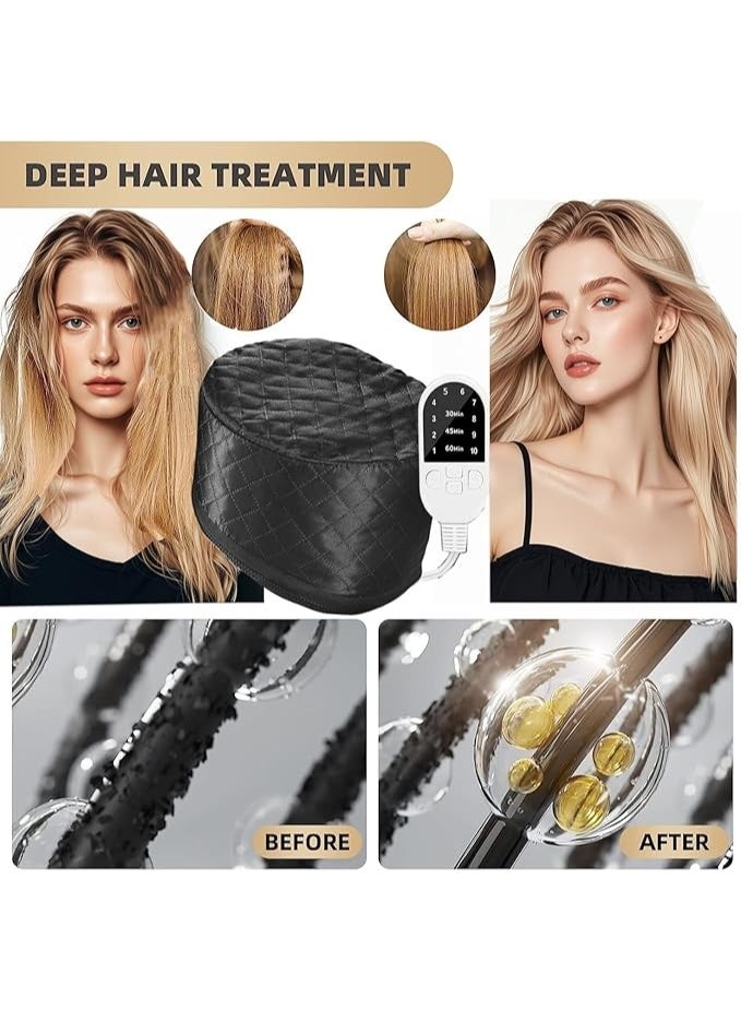 DUNISO Hair Steamer for Natural and Black Hair,Home Use Thermal Heat Cap,Steamer Cap with 10-level Heats,Waterproof and Detachable,3 Timer Settings, Quick Heating for Oil Treatment,for Deep Conditioning Hair Care - Image 2